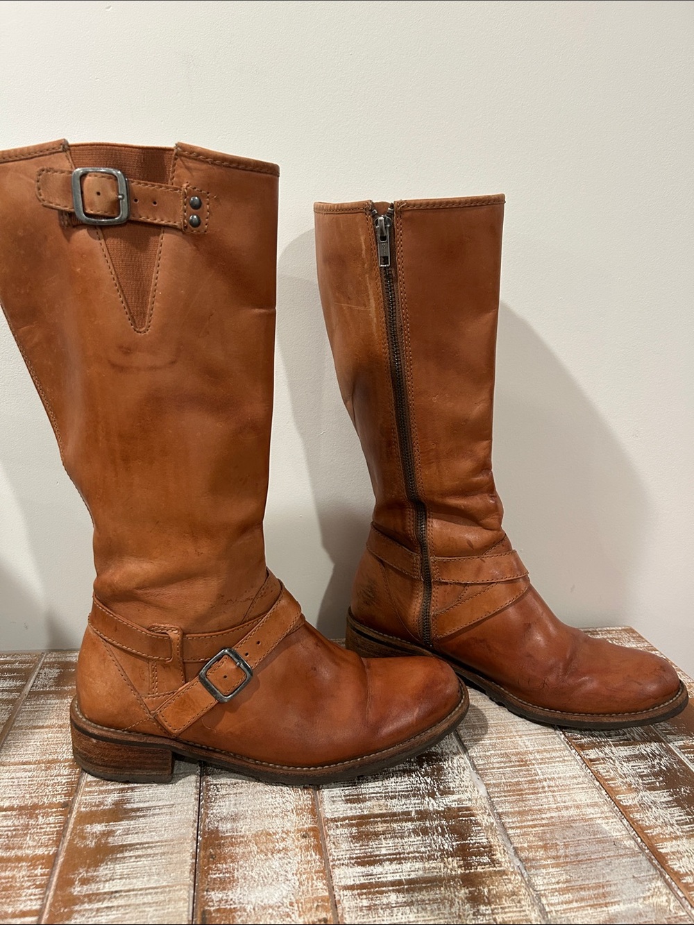 Women's L.L. Bean Tall Leather Riding Boots in Cognac Brown size 7.5